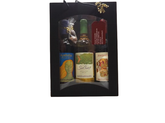 GESCHENK DONNAFUGATA (1 Rotwein, 2 Weißwein, Pralinen)